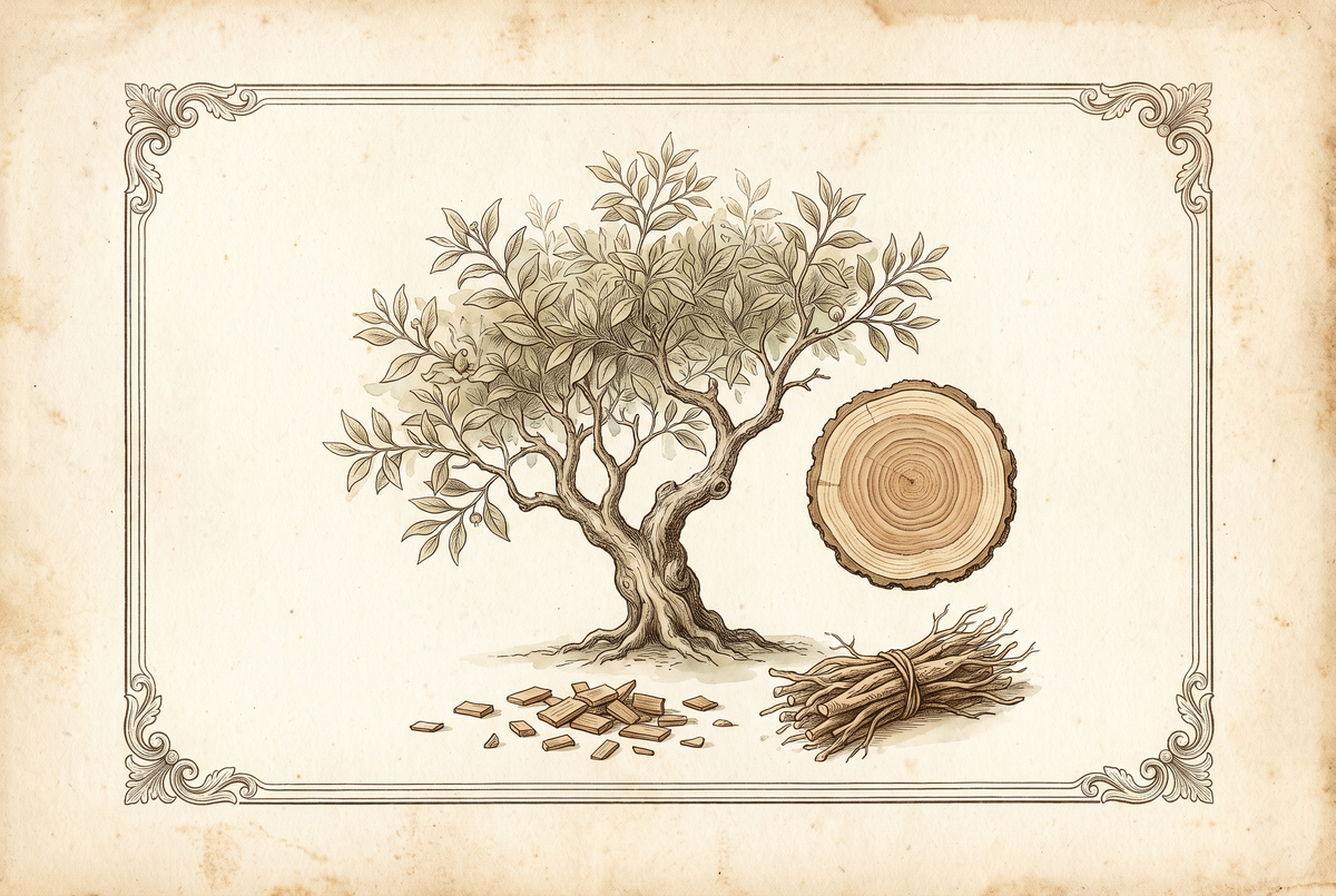 Arbre à santal et bois de cœur — gravure
