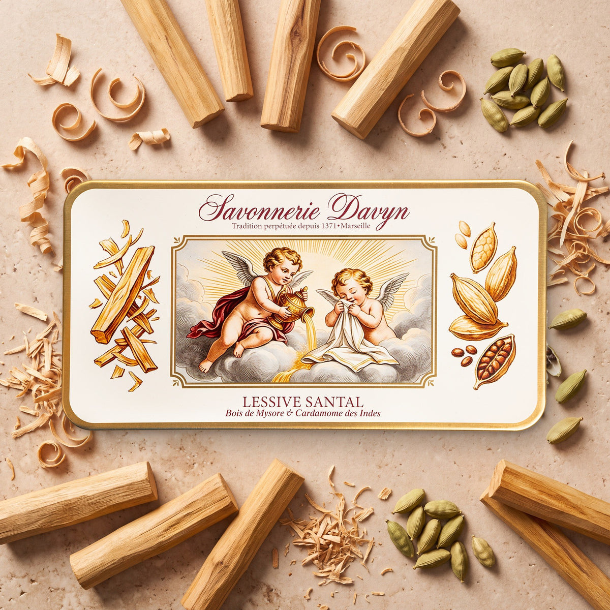 Couvercle Lessive Santal, bois de Mysore et cardamome des Indes